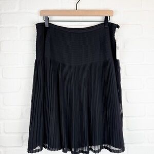 Calvin Klein Black Pleated Skirt Silk Chiffon Side Zip NWT Size 12